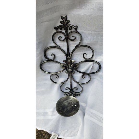 Iron Scroll Candle Holder Sconce Wall Mount. 3-Wick Candle. Fleur De Lis Decor - Picture 2 of 7